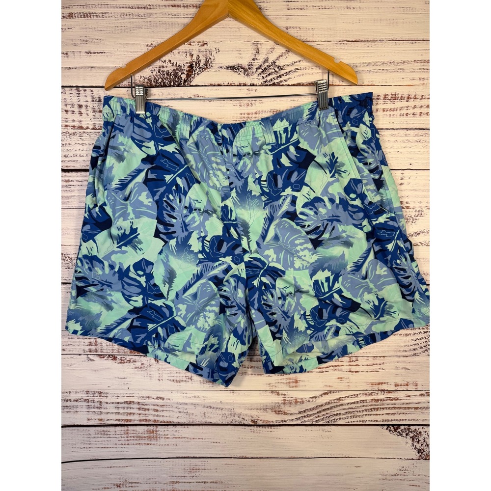 Columbia PFG Clearwater Shores Water Shorts Mens XL Blue Tropical Swim Fishing